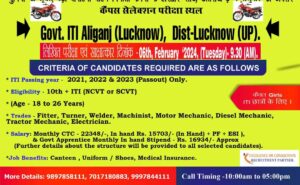 Govt. ITI Aliganj Lucknow Hero Motocorp Campus Interview 2024